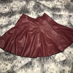 Brown Foe Leather Skirt